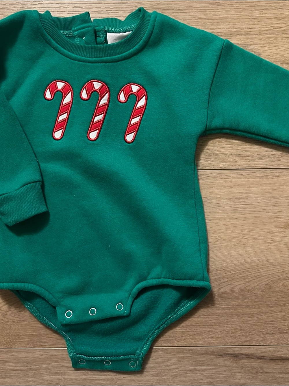 Green Candy Cane Appliqué Baby One-Piece